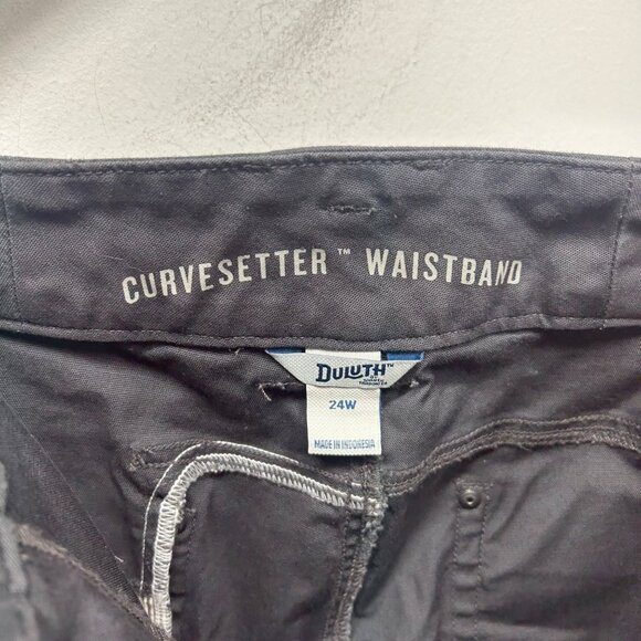 Duluth Trading Cargo Shorts 24W Gray Cotton Blend CurveSetter Waistband - Picture 2 of 9